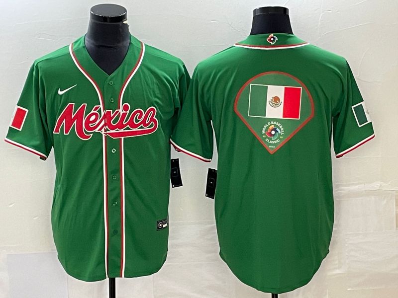 Men 2023 World Cub Mexico Blank Green Nike MLB Jersey8->more jerseys->MLB Jersey